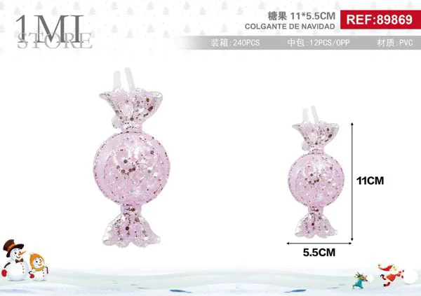 Adorno colgante de dulce rosa con glitter