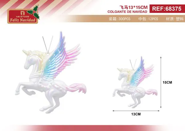 Adorno colgante de pegaso con alas de colores