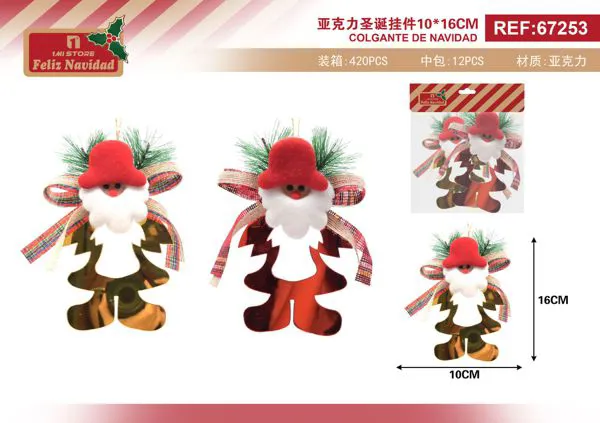 Adorno colgante de Santa Claus acrílico