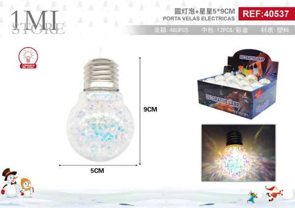 Foco decorativo LED esférico con glitter
