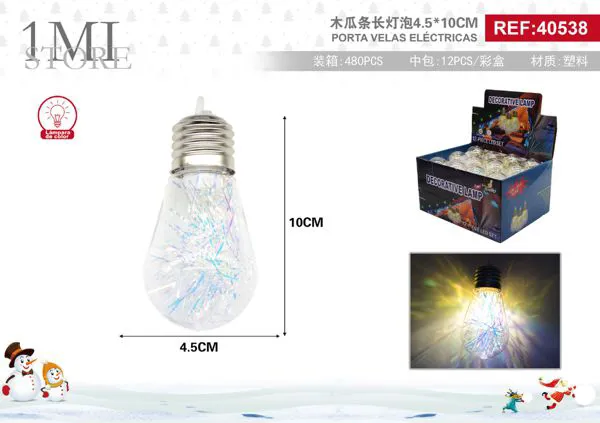 Foco decorativo LED alargado con glitter