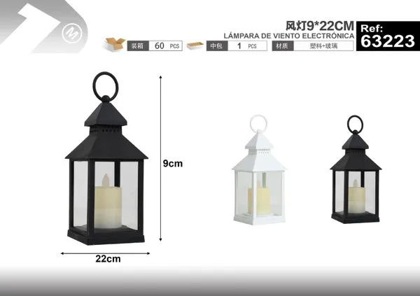 Farol navideño con vela LED 22 cm