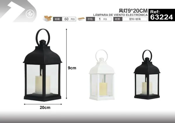 Farol navideño con vela LED 20 cm
