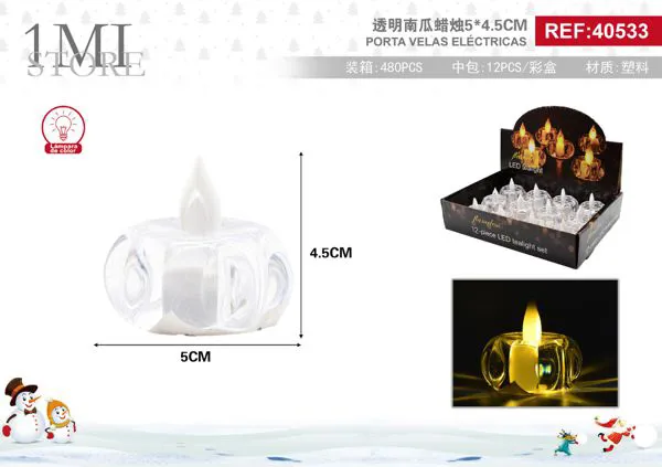 Vela LED eléctrica de té transparente