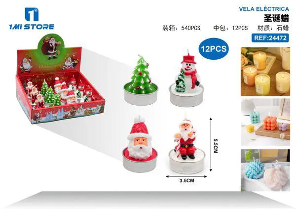 Velas navideñas decorativas surtidas (set 12 pzas)