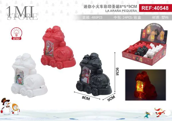 Farol LED navideño en forma de tren mini 8 cm