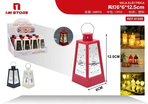Farol LED navideño estilo linterna 12.5 cm
