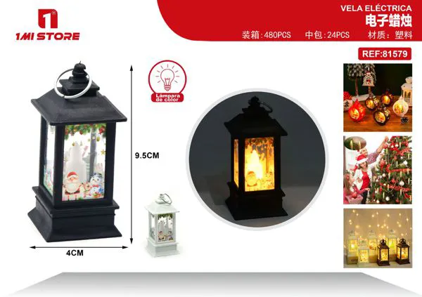 Farol LED navideño pequeño con Santa Claus 9.5 cm