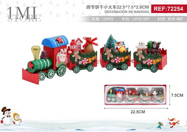Tren de madera navideño con galletas de jengibre 22.5 cm