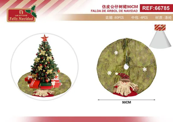 Falda para árbol de Navidad con figura de Santa Claus 90 cm