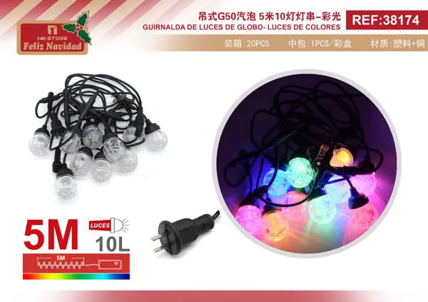 Serie de luces navideñas de globos G50 10 focos multicolor 5 m