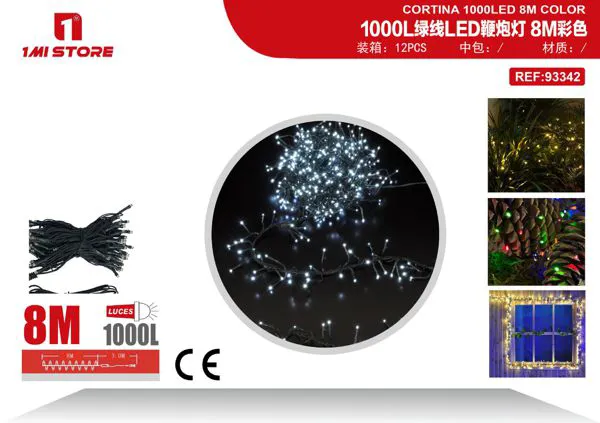 Serie de luces LED navideñas tipo racimo (petardo) 8 m (1000 luces, multicolor)