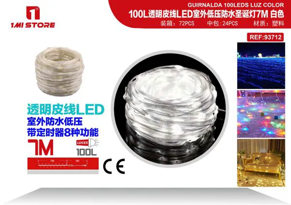 Serie de luces LED navideñas blanca 7 m (100 LED, para exterior)