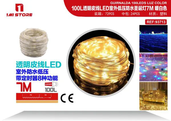 Serie de luces LED navideñas blanco cálido 7 m (100 LED, para exterior)
