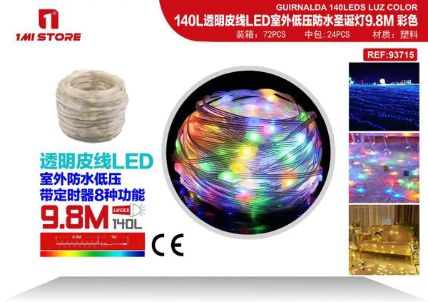 Serie de luces LED navideñas multicolor 9.8 m (140 LED, para exterior)