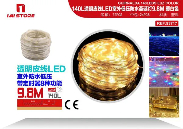 Serie de luces LED navideñas blanco cálido 9.8 m (140 LED, para exterior)