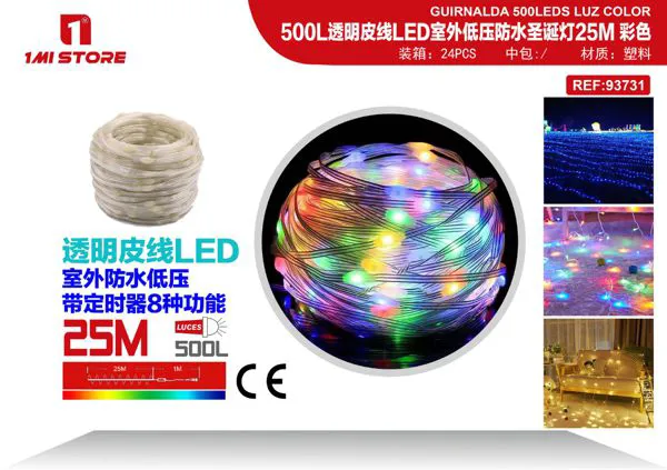 Serie de luces LED navideñas multicolor 25 m (500 LED, para exterior)