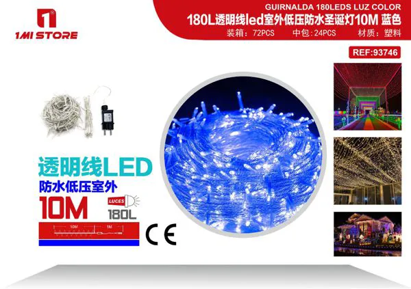 Serie de luces LED navideñas azul para exterior (300 LED)