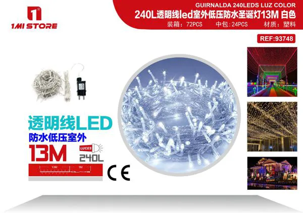 Serie de luces LED navideñas blanca para exterior (500 LED)