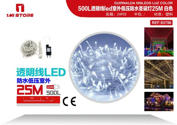 Serie de luces LED navideñas blanca 25 m (500 LED, para exterior)