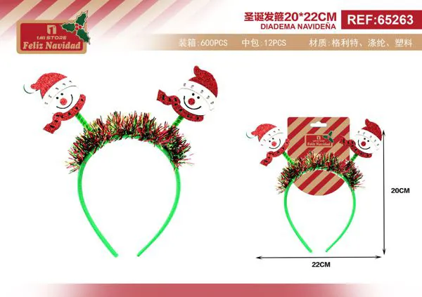 Diadema navideña de muñeco de nieve