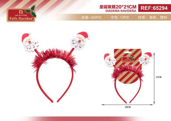Diadema navideña de Santa Claus con guirnalda