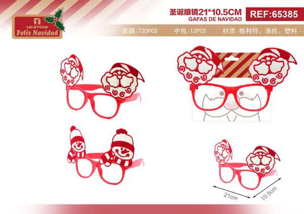 Gafas de fiesta navideñas de Santa Claus rojas