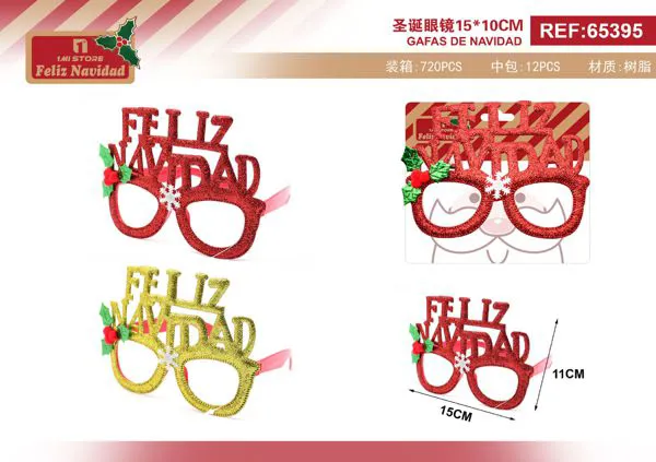 Gafas de fiesta con letras Feliz Navidad rojas