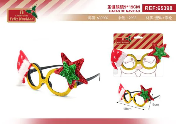 Gafas de fiesta navideñas con gorro de Santa y estrella