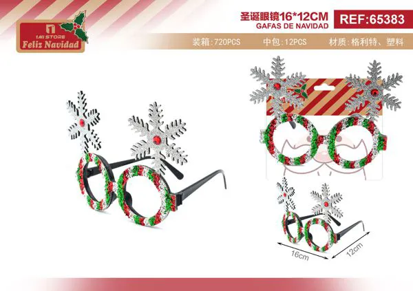 Gafas de fiesta navideñas con copos de nieve