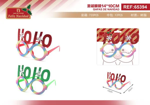 Gafas de fiesta navideñas HO HO multicolor