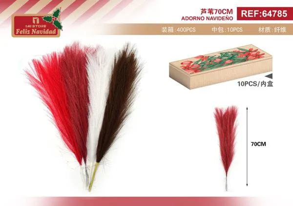 Plumas de pampa decorativas navideñas 70 cm