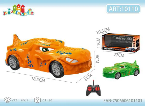 Auto de control remoto con diseño de dinosaurio naranja