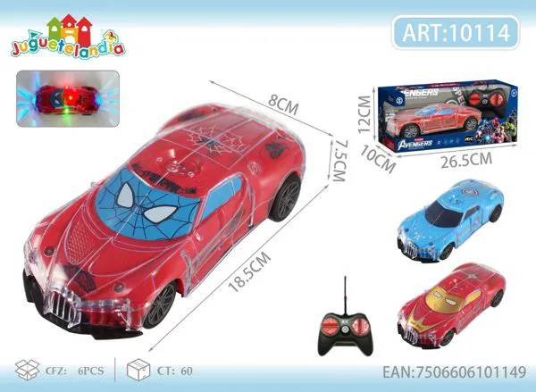 Auto deportivo de control remoto de superhéroes con luces