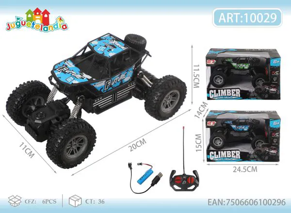 Camioneta todoterreno trepadora de control remoto azul (con batería)