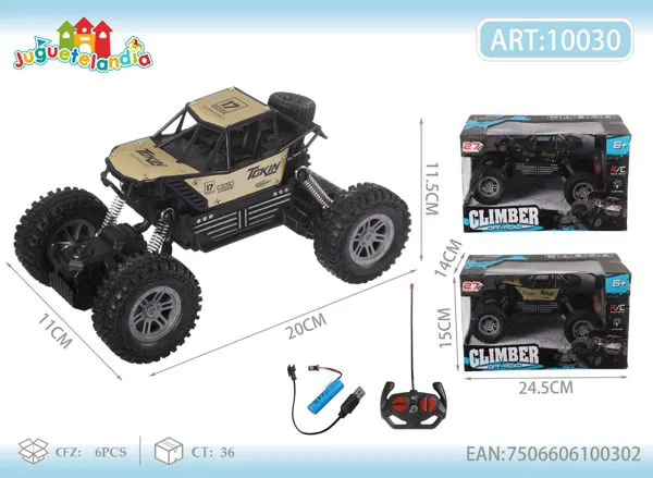 Camioneta todoterreno trepadora de control remoto de metal dorado (con batería)