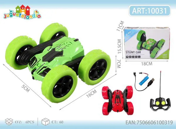 Auto acrobático de control remoto de doble cara con luces (con batería)