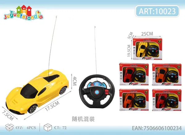 Auto deportivo de control remoto con volante escala 1:24 (colores surtidos)