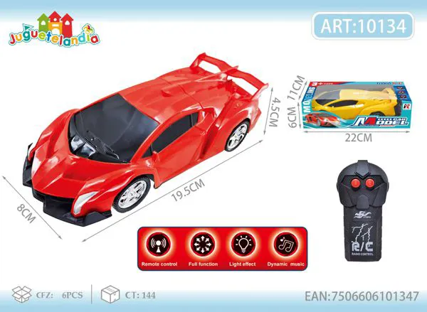 Auto deportivo de control remoto escala 1:20 con luces y sonido rojo
