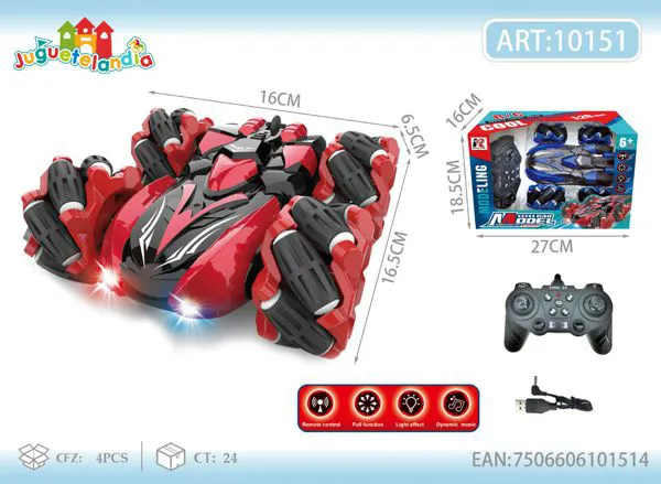 Auto acrobático de control remoto de doble cara 2.4G (11 canales) rojo