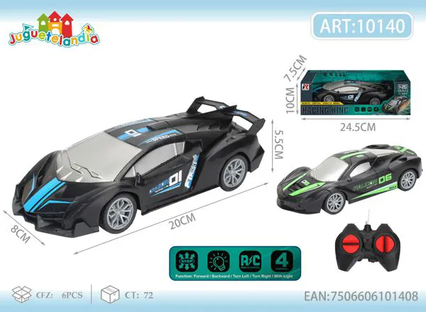 Auto deportivo de control remoto escala 1:20 con luces negro