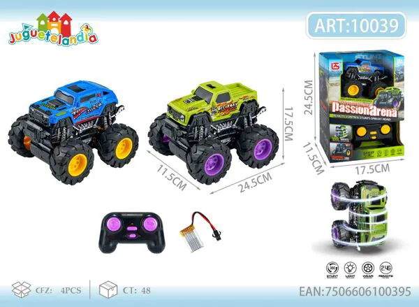 Camioneta monster truck de control remoto 2.4G con luces y giros 360°