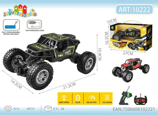 Auto todoterreno trepador de control remoto de metal escala 1:18
