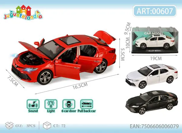 Auto Toyota Camry de metal 1:28 con luz y sonido, retrofricción y puertas que abren