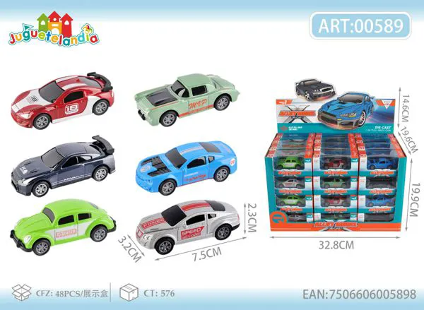 Set de autos deportivos de metal 1:64 (6 modelos surtidos)