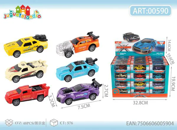 Set de autos de carreras de metal 1:64 (6 modelos surtidos)