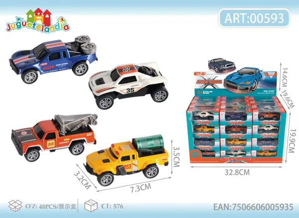 Set de camionetas pickup de metal 1:64 (4 modelos surtidos)