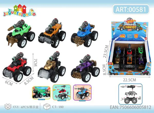 Camión monster para armar con retrofricción y cañón (exhibidor 6 piezas)