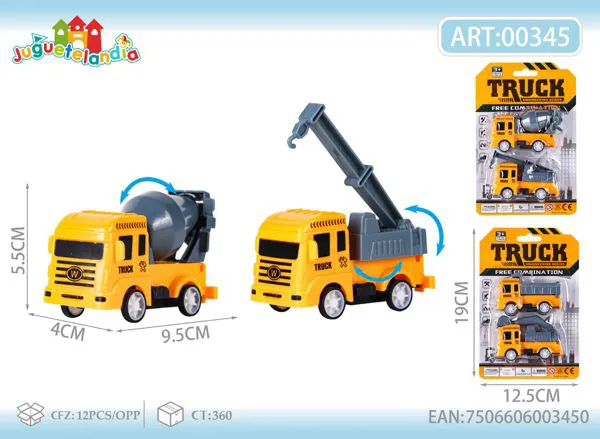 Set de camiones de construcción con retrofricción (2 piezas)