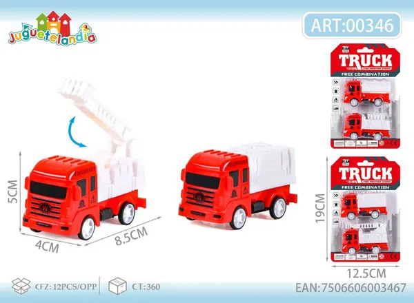 Set de camiones de bomberos con retrofricción (2 piezas)
